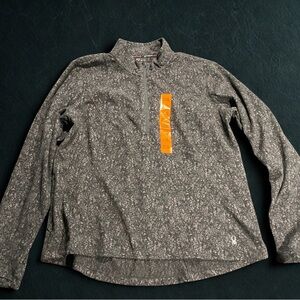 Dark Gray Patterned Quarter-Zip Pullover